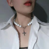 N-7622 Hot Sale Natural Freshwater Pearl Necklace High Quality 0.55-inch 1.4cm Round White Pearl Necklace for Women Gift