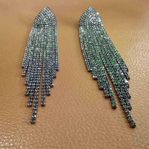 E-6307 Sparkly Rhinestone Chandelier Drop Statement Earrings Long Tassel Bridal Wedding Earrings For Women Jewelry