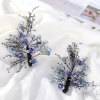 F-0924 Fashion Luxury Purple Flower Crystal Hairpin & Earrings Sets For Bridal Tiaras Wedding Engagement Jewelry Sets