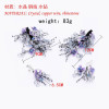F-0924 Fashion Luxury Purple Flower Crystal Hairpin & Earrings Sets For Bridal Tiaras Wedding Engagement Jewelry Sets