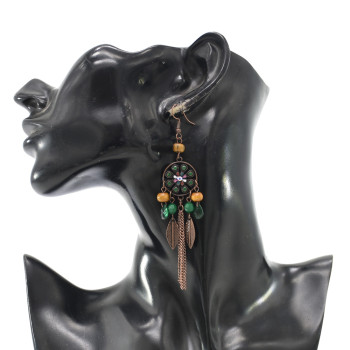 E-6313 Vintage Fashion Bohemian Leaf Earrings Long Vintage Scallop Tassel Earrings For Women Jewelry