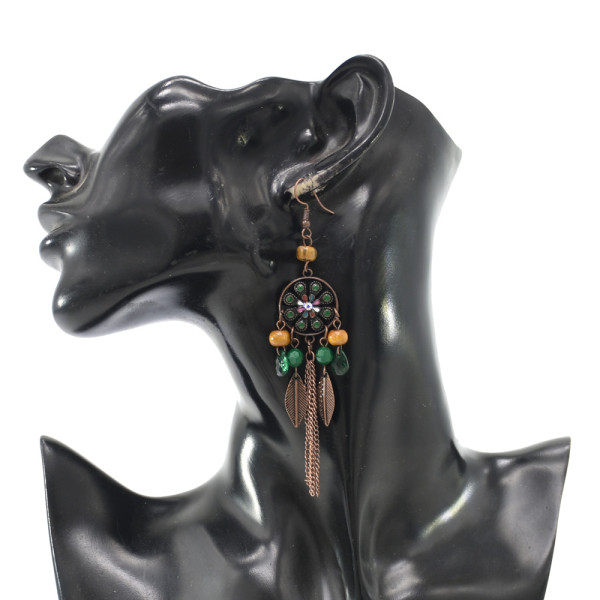 E-6313 Vintage Fashion Bohemian Leaf Earrings Long Vintage Scallop Tassel Earrings For Women Jewelry