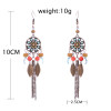 E-6313 Vintage Fashion Bohemian Leaf Earrings Long Vintage Scallop Tassel Earrings For Women Jewelry