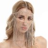 F-0925 Luxury Gold Multilayers Crystal Tassel Head Chains Mask Veil Face Chains for Women Lady Dance Night Club Party Jewelry