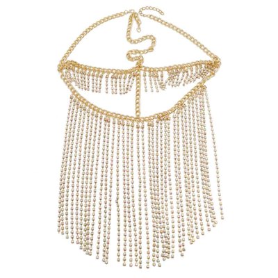 F-0925 Luxury Gold Multilayers Crystal Tassel Head Chains Mask Veil Face Chains for Women Lady Dance Night Club Party Jewelry