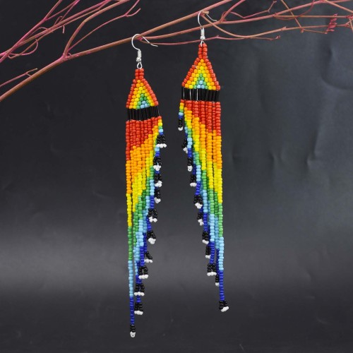 E-6317 Colorful Long Tassel Earrings Exquisite Beaded Handmade Dangle Earrings For Women Decoration Gift