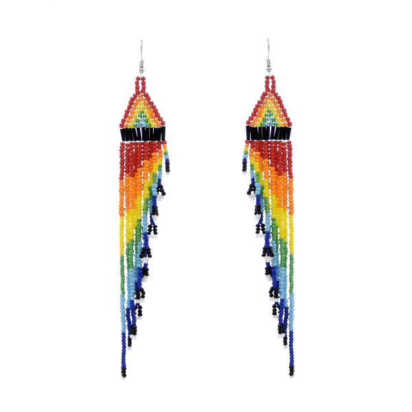 E-6317 Colorful Long Tassel Earrings Exquisite Beaded Handmade Dangle Earrings For Women Decoration Gift