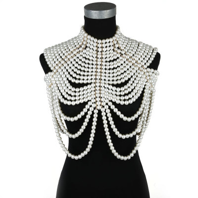 N-7626 Pearl Body Chain Bra Fashion Shoulder Necklaces Bra Chain Body Jewelry Sexy Bikini Body Chain
