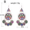 E-6318 Vintage Bohemian Acrylic Crystal Coin Tassel Drop Dangle Earrings for Women Indian Festival Party Jewelry Gift