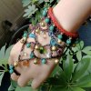 B-1149 Handmade Turquoise Bells Acrylic Beads Rope Woven Hand Finger Bracelets for Women Boho Ethnic Holiday Party Jewelry Gift