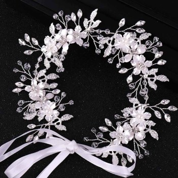 F-0929 Luxury Crystal Flower Bridal Wedding Hair Accessories Headband Tiara Jewelry Accessories