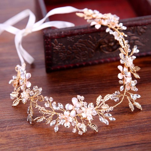 F-0929 Luxury Crystal Flower Bridal Wedding Hair Accessories Headband Tiara Jewelry Accessories