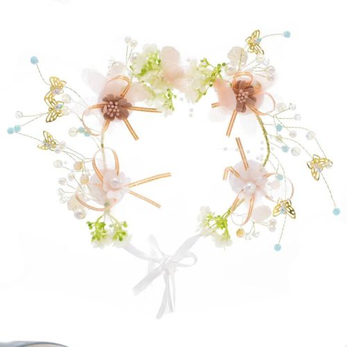 F-0928 Flower Headband for Wedding Handmade Hair Floral Wreath Adjustable Butterfly Leaf Flower Headbands for Bridal Wedding