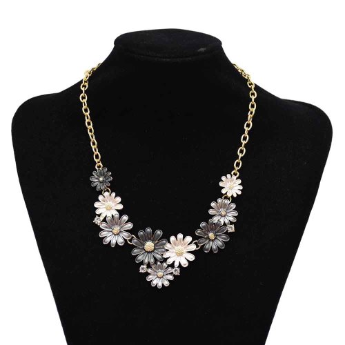 N-7627 Romantic Summer Flower Crystal Choker Statement Necklaces for Women Girl Holiday Party Jewelry Gift