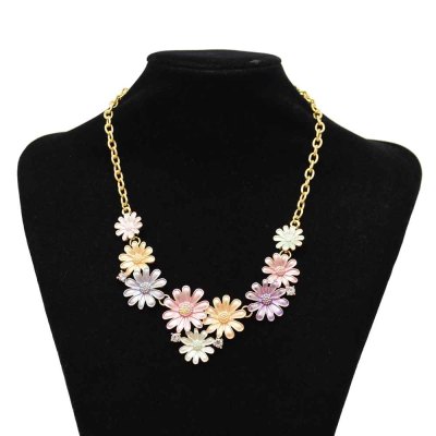 N-7627 Romantic Summer Flower Crystal Choker Statement Necklaces for Women Girl Holiday Party Jewelry Gift