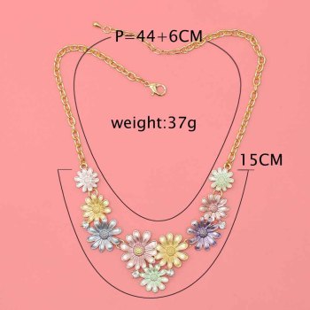 N-7627 Romantic Summer Flower Crystal Choker Statement Necklaces for Women Girl Holiday Party Jewelry Gift