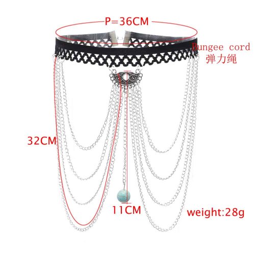 N-7630 Sexy Lady Shell Pearl Turquoise Elastic Thigh Chain Layered Body Leg Chains Beach Party Jewelry