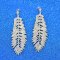 E-6325 Silver Bling Long Feather Shape Crystal Dangle Earrings For Women