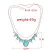 N-7631 Vintage Silver Metal Turquoise Geometric Pendant Necklaces for Women Boho Ethnic Party Jewelry