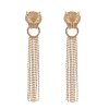 E-6326 3Colors Luxury Leopard Head Crystal Long Tassel Drop Hanging Earrings for Women Lady Wedding Party Jewelry Gift