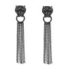 E-6326 3Colors Luxury Leopard Head Crystal Long Tassel Drop Hanging Earrings for Women Lady Wedding Party Jewelry Gift