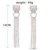 E-6326 3Colors Luxury Leopard Head Crystal Long Tassel Drop Hanging Earrings for Women Lady Wedding Party Jewelry Gift