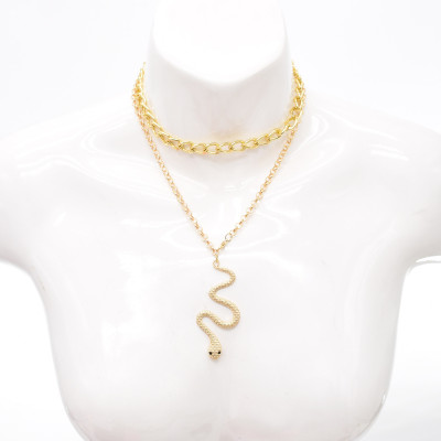 N-7633 Snake Pendant Necklaces For Women Girls Layered Gold Silver Hip Hop Chain Choker Necklace Party Jewelry Gifts