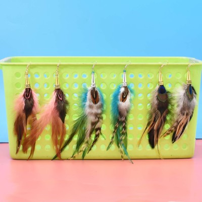 E-6329 Feather Dangle Earrings For Women Girls Bohemian Ethnic Vintage Long Fringe Earrings