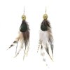 E-6334 3Styles Ethnic Brown Feather Long Tassel Drop Earrings for Women Boho Handmade Festival Party Jewelry Gift