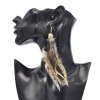 E-6334 3Styles Ethnic Brown Feather Long Tassel Drop Earrings for Women Boho Handmade Festival Party Jewelry Gift