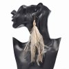 E-6334 3Styles Ethnic Brown Feather Long Tassel Drop Earrings for Women Boho Handmade Festival Party Jewelry Gift
