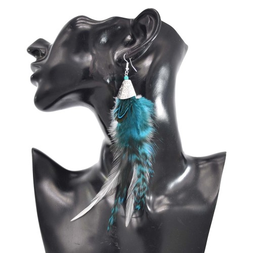 E-6332 Bohemian Ethnic Vintage Earrings Long Fringe Feather Dangle Earrings For Women Girls Decoration Gifts