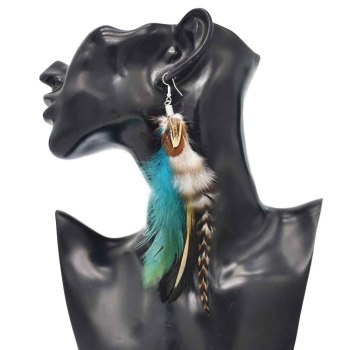 E-6336 Ethnic Boho Long Tassel Feather Drop Dangle Earrings for Women Festival Party Wedding Jewelry Gift