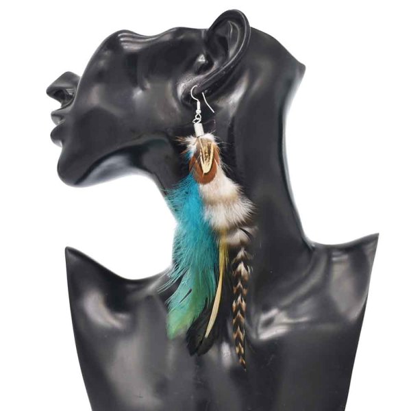 E-6336 Ethnic Boho Long Tassel Feather Drop Dangle Earrings for Women Festival Party Wedding Jewelry Gift
