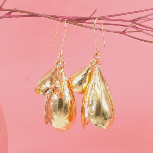 E-6338 New Fashion Bohemian Earrings Gold Lily Elegant Dangle Earring Pair For Women Girls