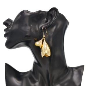 E-6338 New Fashion Bohemian Earrings Gold Lily Elegant Dangle Earring Pair For Women Girls