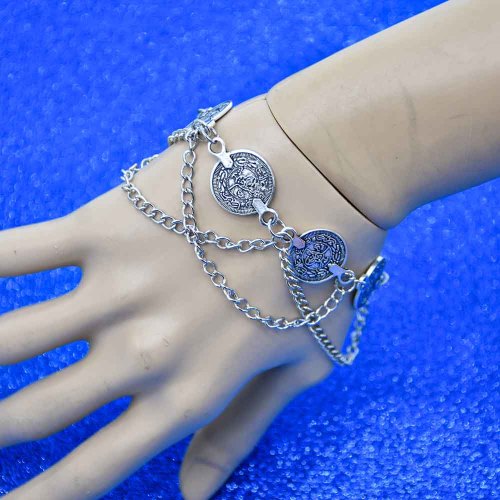 B-1152 Vintage Silver Metal Coin Beads Link Chain Anklet Foot Bracelets for Women Boho Ethnic Party Jewelry Gift