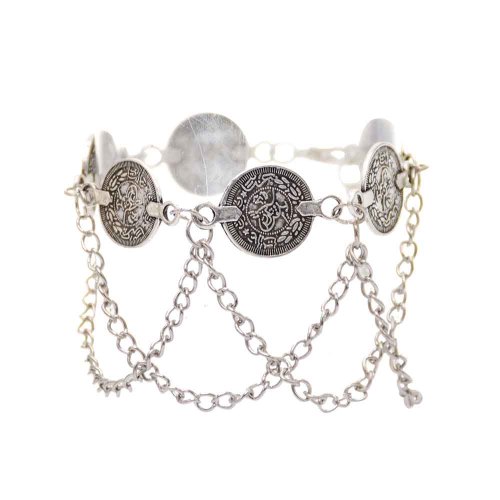 B-1152 Vintage Silver Metal Coin Beads Link Chain Anklet Foot Bracelets for Women Boho Ethnic Party Jewelry Gift