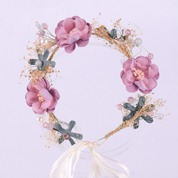 F-0930 Beautiful Flower Headband Bohemian Copper Wire With Pearl Headpiece For Women Hair Accessories Decoration