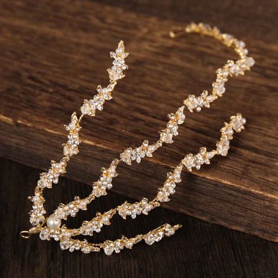 F-0931 Baroque Style Gold Metal Crystal Pearl Crowns Tiaras for Women Bridal Wedding Hair Accessories