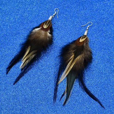 E-6340 Ethnic Black Feather Drop Dangle Earrings for Women Boho Hippie Festival Party Jewelry Gift