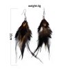 E-6340 Ethnic Black Feather Drop Dangle Earrings for Women Boho Hippie Festival Party Jewelry Gift
