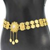 N-7637 Indian Gold Metal Crystal Flower Coin Tassel Belly Waist Chain Dance Dress Belt Body Jewelry