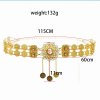 N-7637 Indian Gold Metal Crystal Flower Coin Tassel Belly Waist Chain Dance Dress Belt Body Jewelry