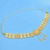 N-7637 Indian Gold Metal Crystal Flower Coin Tassel Belly Waist Chain Dance Dress Belt Body Jewelry