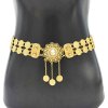 N-7637 Indian Gold Metal Crystal Flower Coin Tassel Belly Waist Chain Dance Dress Belt Body Jewelry