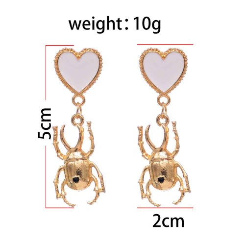 E-6341 Punk Gold Metal Heart Beetle Insect Drop Earrings for Women Boho Wedding Party Jewelry Gift