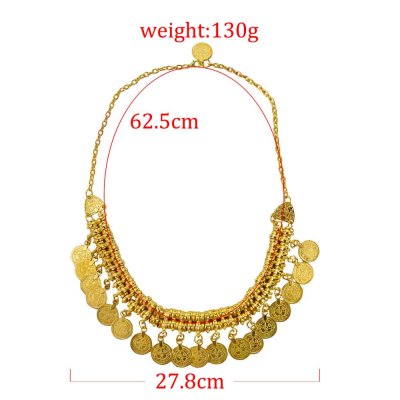 N-5020 Bohemian Gypsy Silver Gold Coin Choker Bib Statement Choker Necklaces for Women Party Jewelry