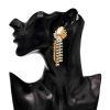 E-6348 Sparkly Rhinestone Dangle With Dual Colors Intertwined Fringe Dangle Earrings For Women Girls Party Jewelry