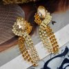 E-6348 Sparkly Rhinestone Dangle With Dual Colors Intertwined Fringe Dangle Earrings For Women Girls Party Jewelry